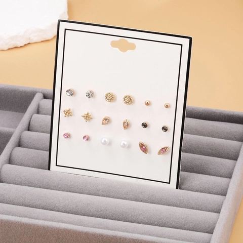 Orecchini A Lobo Con Strass E Künstliche Perle Artificiali Cartone Animato Floreale Cuore Stella Forma Geometrica Gioielli Per Donne Earring Post