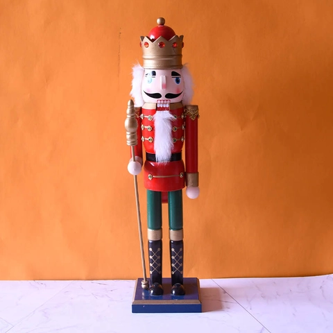 Nutcracker King Figure Wooden Christmas Ornament Traditional Hand Painted Home Decor Statuette Holiday Gift