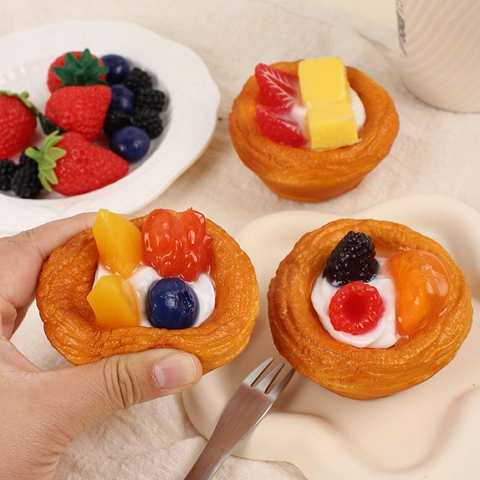 Simulation Eierkuchen Künstliches Fruchtdessert Modell PU Weich Realistisch Magnetischer Kühlschrankaufkleber Haus Küchen Dekoration