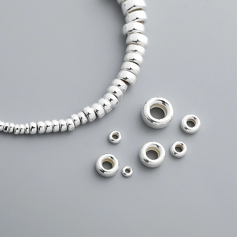 925 Sterling Silber Zwischenperlen Flache Radform Polierte Lose Perlen Für DIY Schmuckherstellung Armband Zubehör