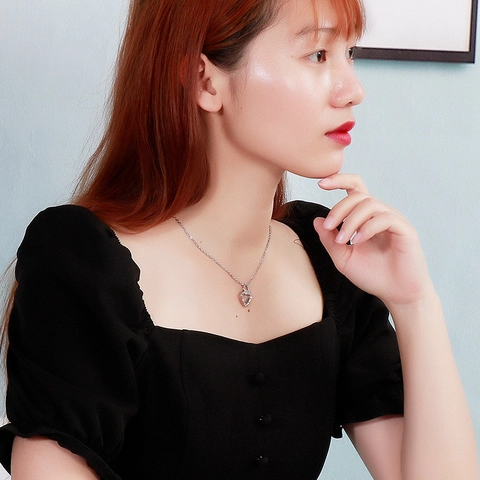 Collana Con Ciondolo A Doppio Cuore In Acciaio Inossidabile Micro Pave Zirconia Gioielli Di Moda Dolce Per Donna
