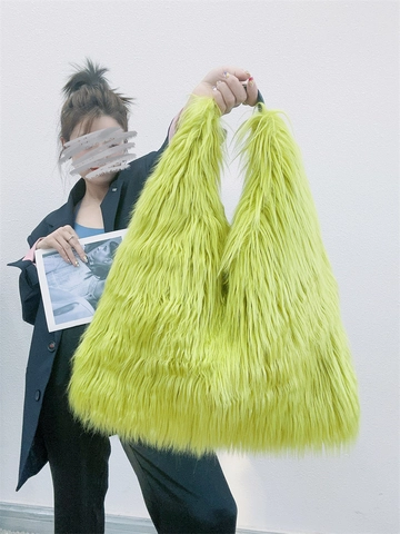 Borsa Tote In Pelliccia Sintetica Da Donna Grande Capacità Borsa A Spalla In Peluche Morbida Stile Y2K Millennio