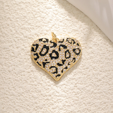 Gold Plated Copper Heart Star Pendants Black Enamel Zircon DIY Jewelry Making Findings Accessories Elegant Fashion