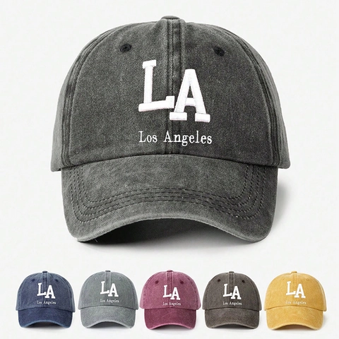 Gorra De Béisbol Lavada Unisex LA Los Angeles Bordado Protección Solar Ajustable Aire Libre Retro Dad Hat