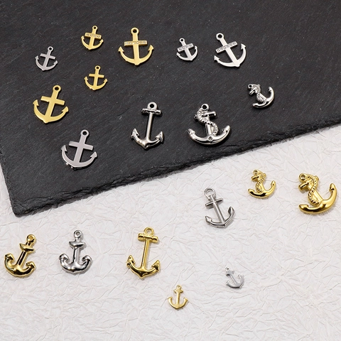Anker Steuerer Anhänger Edelstahl Strass DIY Handgemachte Schmuck Zubehör Ozean Nautischen Stil Charms Für Halskette