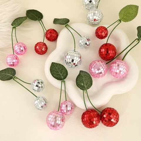 Kirsche Disco Kugel Hängende Ornamente Spiegel Mosaik Reflektierend Retro Frucht Dekor Für Party Haus Hochzeit Geburtstag Festlich