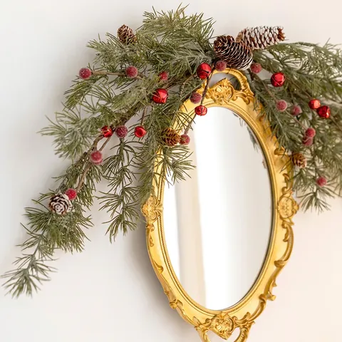 Künstliche Weihnachts Kranz Girlande Mit Natürlichen Tannenzapfen Roten Beeren Metall Glocken Für Haus Feiertag Wand Tür Dekoration