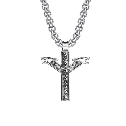 Viking Wolf Head Compass Hannya Buddha Pendant Necklace For Men Retro Stainless Steel Box Chain Alloy Hip Hop Punk Jewelry