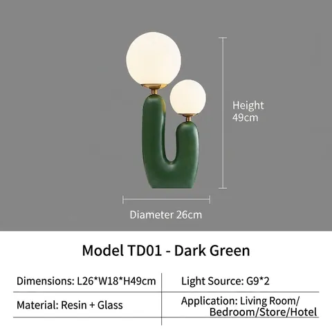 Modern Creative Table Lamp U-Shaped Resin Base Frosted Glass Spheres LED Dimmable Nordic Decor For Bedroom Living Room