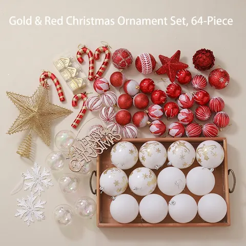 Ornements De Sapin De Noël Assortiment Plastique Mousse Bois Étoile Cime D'arbre Boules Flocons De Neige Décor De Maison
