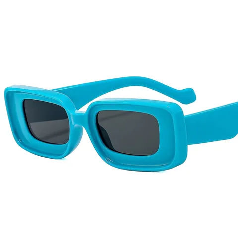 Retro Rectangular Thick Frame Sunglasses UV400 Protection PC Material Fashion Trendy Square Eyewear For Men And Women