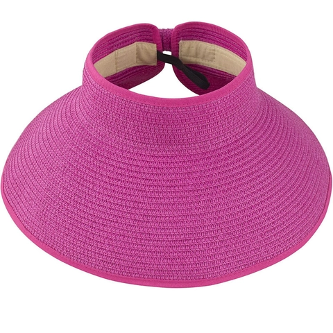 Cappello Visiera In Paglia Donna Tesa Larga Protezione Solare Design Aperto Pieghevole Cappello Da Spiaggia Con Fiocco Regolabile