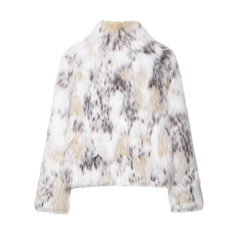 Giacca In Pelliccia Sintetica Da Donna Stampa Animale Corta Manica Lunga Cerniera Cappotto In Peluche Casual