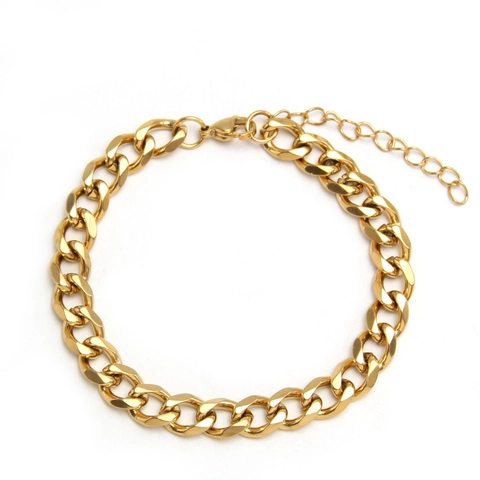 Pulsera De Cadena Cubana Acero Inoxidable No Se Desvanece Hip Hop Punk Joyería Moda Para Hombres Mujeres Broche Langosta Ajustable