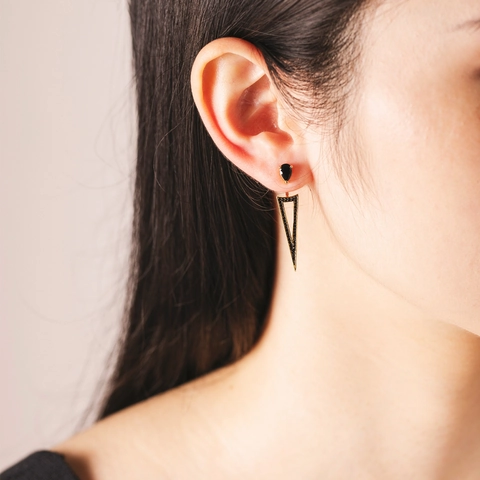 Geometric Triangular Drop Earrings 925 Sterling Silver Cubic Zirconia Long Dangle Hollow Elegant Fashion Jewelry For Women