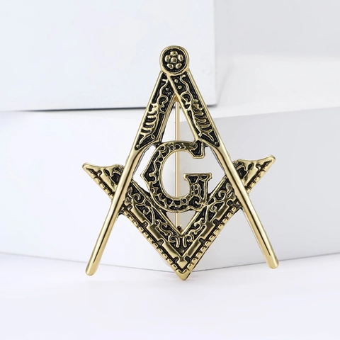 Vintage Alloy Masonic Brooch Pin For Men Antique Gold Silver Plated Square And Compass Emblem G Freemasonry Badge Suit Lapel Pin Jewelry Gift
