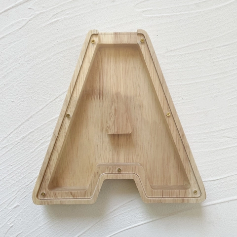 Alfabet Letter Spaarpot Houten Geld Bespaar Doos Transparant Acryl Paneel Home Decor Bureau Ornament Kinder Volwassen Cadeau