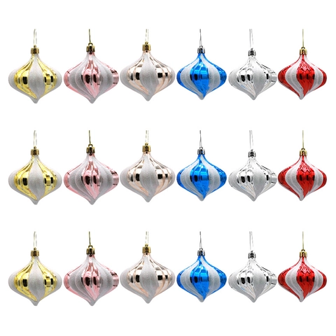 Adornos De Bolas De Navidad Con Forma De Cebolla Plástico Metálico Brillo Rayado Bolas Colgantes Decoración De Árbol