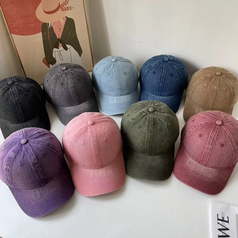 Berretto Da Baseball In Denim Lavato Distressed Vintage Regolabile Soft Top Protezione Solare Cappello Casual