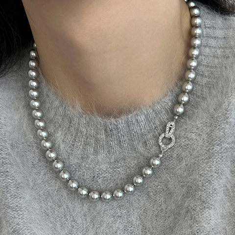 Collana Di Künstliche Perle Di Imitazione Retro Francese Elegante Chiusura Con Intarsio Di Zircone Catena Di Clavicola Per Donne