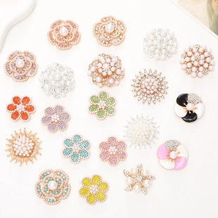 Alloy Diy Jewelry Accessories Flower Charms Imitation Artificial Pearl Rhinestone Sunflower Flatback For Phone Case Shoe Decoration