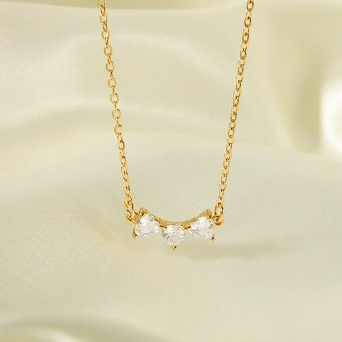 Fashion Stainless Steel Heart Pendant Necklace For Women Elegant Gold Rhinestone Charm Necklace Heart Link Chain Jewelry Gift