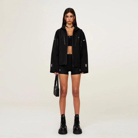 Damen Techwear Jacke Mit Kapuze Wasserdicht Winddicht Mehrere Taschen Streetwear Reißverschluss Nylon Polyester