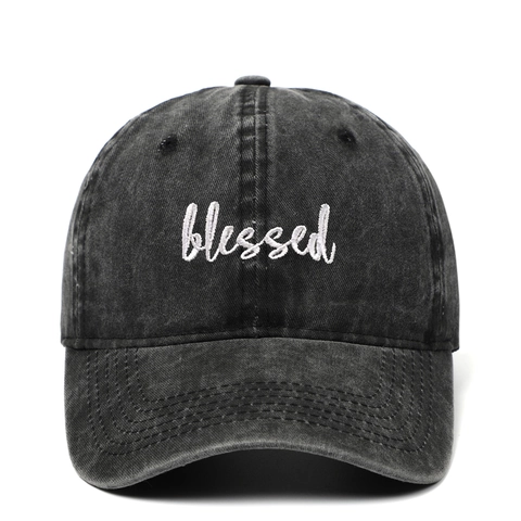 Casquette De Baseball Broderie Blessed Coton Lavé Vintage Rétro Décontracté Chapeau De Soleil Réglable Pour Hommes Femmes