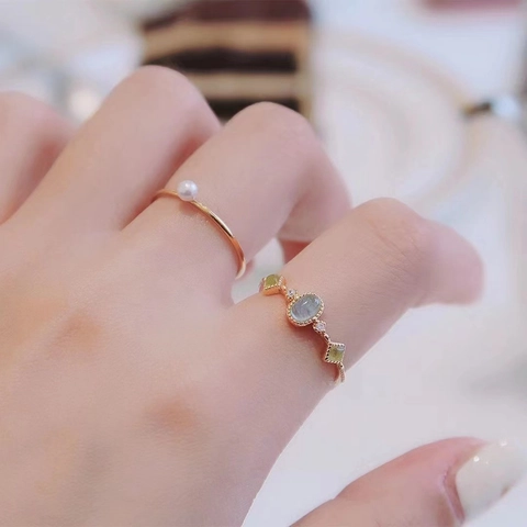 Eleganter Legierung Bunter Glas Edelstein Offener Ring Für Damen Verstellbar Vergoldet Minimalistischer Geometrischer Modering Schmuck Geschenk