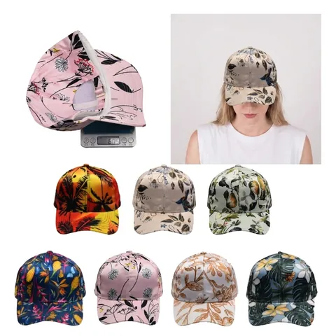 Hawaiian Floral Print Baseball Cap Cotton Polyester Satin Finish Tropical Palm Leaf Sun Hat Outdoor Adjustable