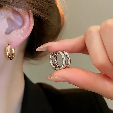 Orecchini A Cerchio In Rame Minimalisti Lucidati Placcati Oro Argento Huggie Gioielli Di Moda Per Donna