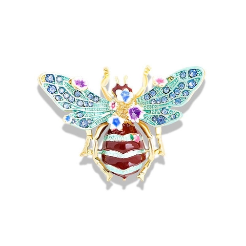 Broche Abeille en Alliage Vintage Avec Strass et Émail Luxueuse Épingle de Revers Animale pour Femme Accessoires Écharpe Décoration de Robe