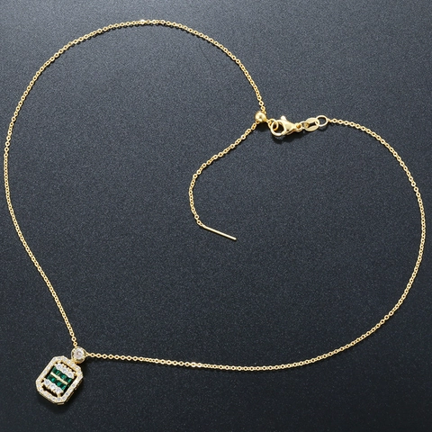 Luxury Copper Square Zirconia Pendant Necklace For Women Gold Geometric Clavicle Chain Hip Hop Fashion Jewelry Birthday Gift