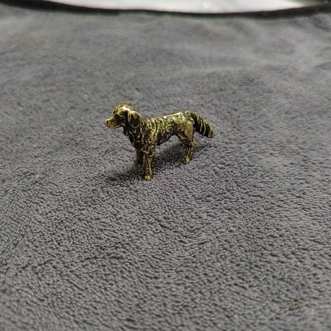 Statuetta Cane Miniatura Ottone Antico Metallo Statua Animale Vintage Decorazione Scrivania Bully Pastore