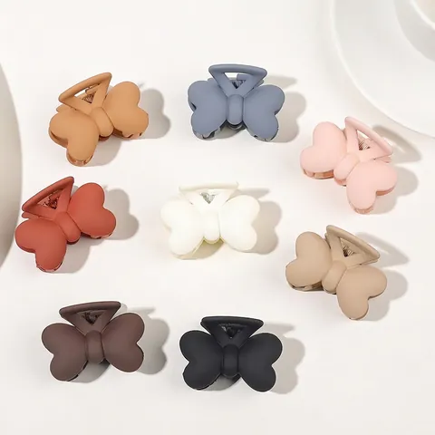 Elegant Matte Plastic Butterfly Bow Hair Claw Clips For Women Simple Shark Clip Headwear Accessory Nonslip Stylish
