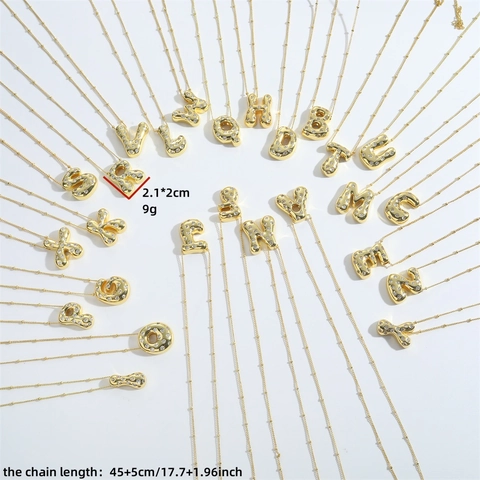 Mode Koper Zirkonia Bubble Letter Hanger Halsketting Voor Vrouwen Vergulde Alfabet Sleutelbeen Kogelketting Sieraden Cadeau