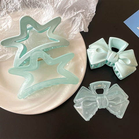 Haarklammern Schleife Stern Design Kunststoff Harz Starke Griffigkeit Hellblau Süßer Französischer Stil Accessoires