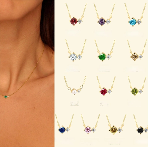 Collana Con Ciondolo Pietra Portafortuna Acciaio Inossidabile Placcato Oro 18K Gioielli Vintage Con Doppio Zircone Rotondo