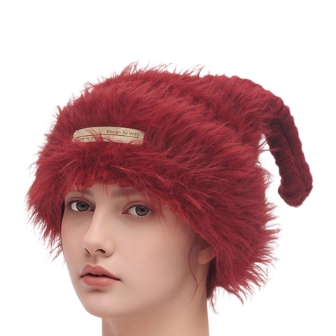 Bonnet En Maille Avec Garniture En Fausse Fourrure Et Cornes Mignonnes Protection Des Oreilles D'Hiver Pour Femmes