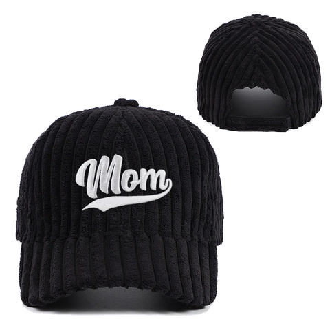 Berretto da Baseball in Velluto a Coste Casual Lettere Dad Mom Ricamate Regolabile Caldo Invernale Moda All'aperto Uomo Donna