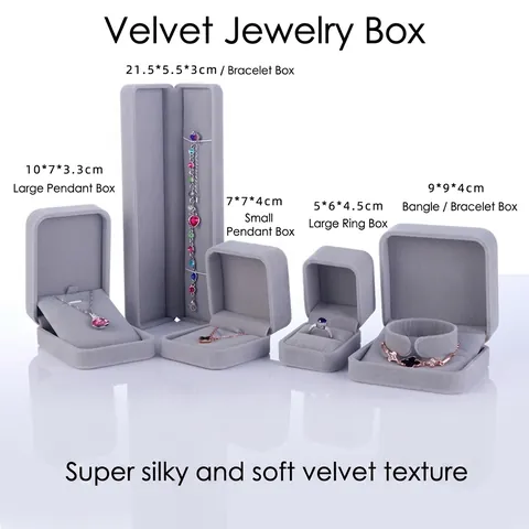 Elegant Velvet Jewelry Box For Ring Earring Necklace Pendant Bracelet Long Chain Display Case Gift Box For Wedding Jewelry Storage