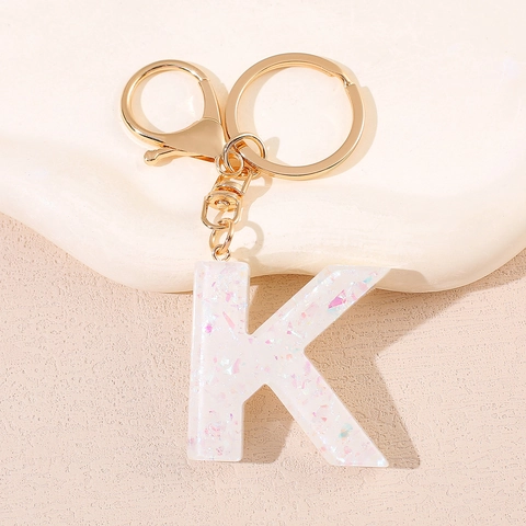 Kreativer Buchstaben Schlüsselanhänger Harz Glitzer Pailletten Alphabet Anhänger Goldfarbenes Metall Tasche Charm Mode