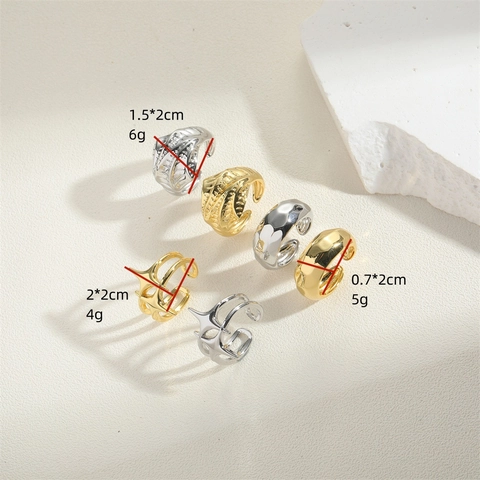 Bagues Ouvertes Ajustables Pour Femmes En Cuivre Plaqué Or 14K Croix Étoile Aile Texture Martelée Bijoux Minimalistes