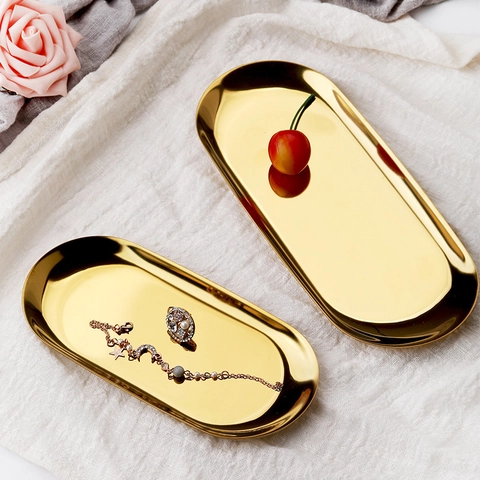 Edelstahl Schmucktablett Oval Wellig Lippen Herzform Spiegelpoliert Nordisch Kosmetik Schreibtisch Organizer Deko