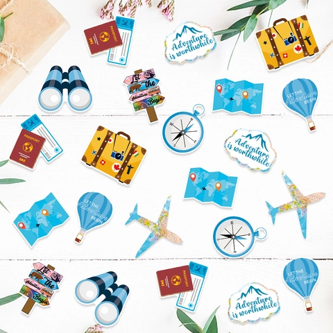 Travel Theme Table Confetti Cardstock Paper Adventure Graduation Retirement Party Decorations Suitcase Compass Airplane