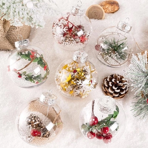 Bolas De Navidad Transparentes Para Rellenar Plástico PET Irrompible DIY Artesanía Adornos Fiesta Y Hogar