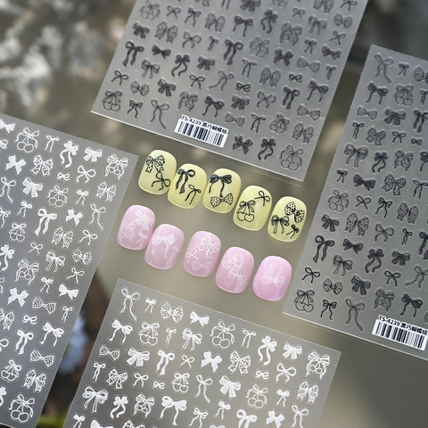 Strik Nagelstickers Ultradunne Zelfklevende Decals Zoete Kers Franse Stijl DIY Manicure Decoratie Voor Vrouwen