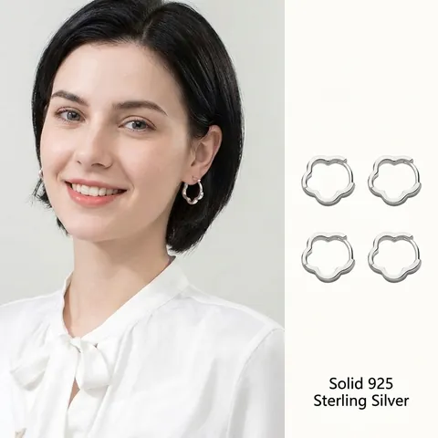 Holle Bloem 925 Sterling Zilveren Hoop Oorbellen Voor Vrouwen Minimalistische Kleine Bloemblad Huggie Oorbellen Sieraden