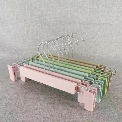 Non-Slip Pants Hangers With Adjustable Clips Plastic Metal Clothes Drying Rack Nordic Style Closet Organizer