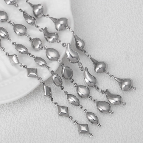 Catena Per Creazione Di Gioielli Fai Da Te In Acciaio Inossidabile Forme Geometriche Goccia Ovale Rombo Per Collane Bracciali